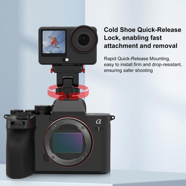 For DJI Osmo Action 6 / Nano PULUZ Plastic Gimbal Quick-Release Base Mount  - Black