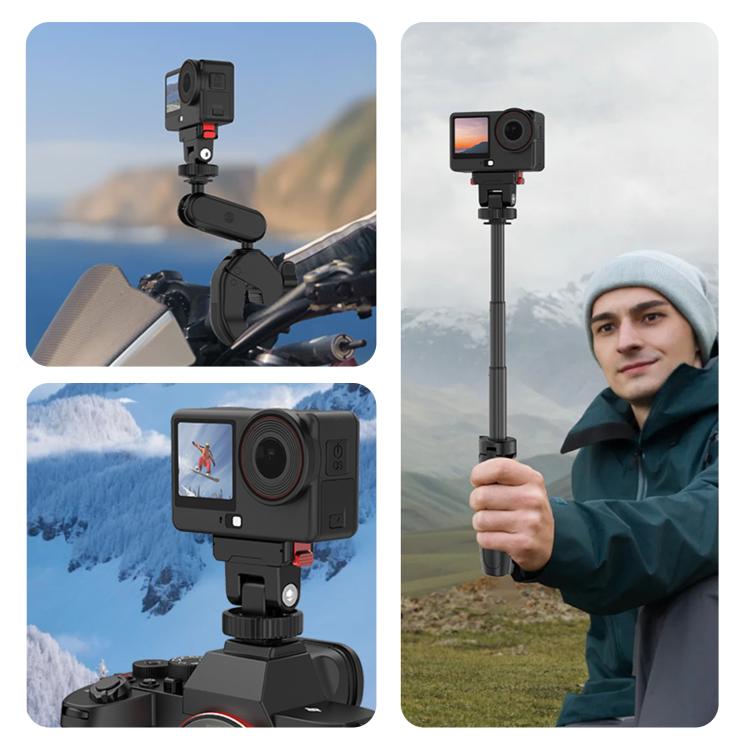 For DJI Osmo Action 6 / Nano PULUZ Plastic Gimbal Quick-Release Base Mount  - Black