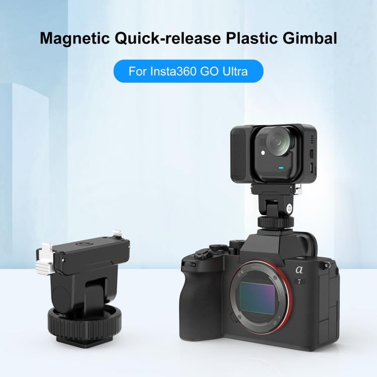 For Insta360 GO  UItra PULUZ Plastic Gimbal Magnetic Quick Release Base Mount  - Black