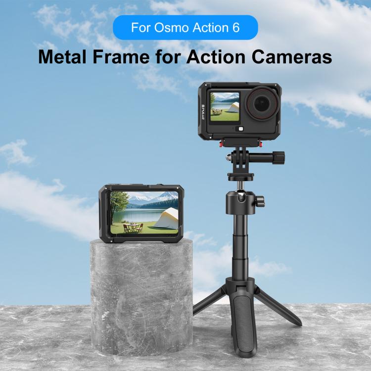 For DJI Osmo Action 6 PULUZ Metal Cage Frame with Cold Shoe  - Black