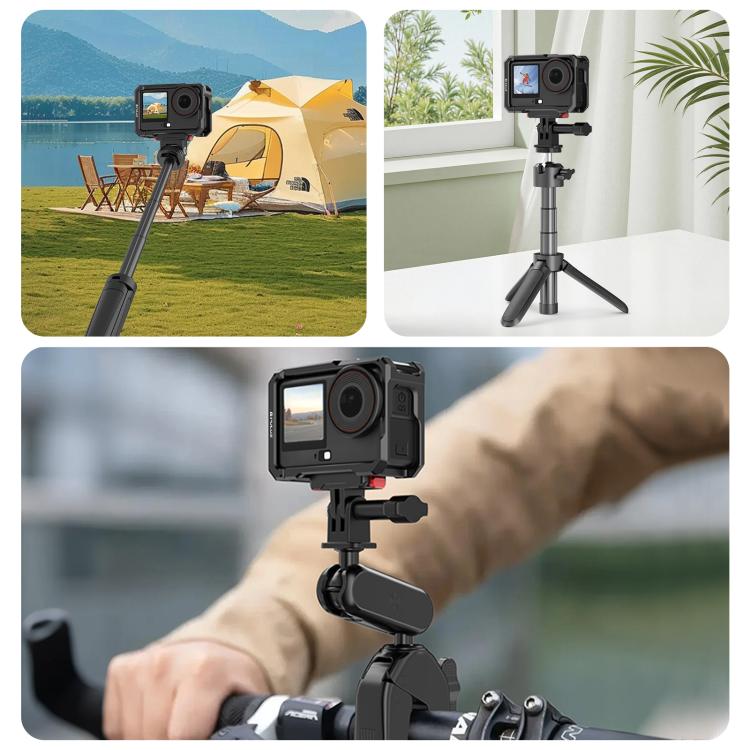 For DJI Osmo Action 6 PULUZ Metal Cage Frame with Cold Shoe  - Black
