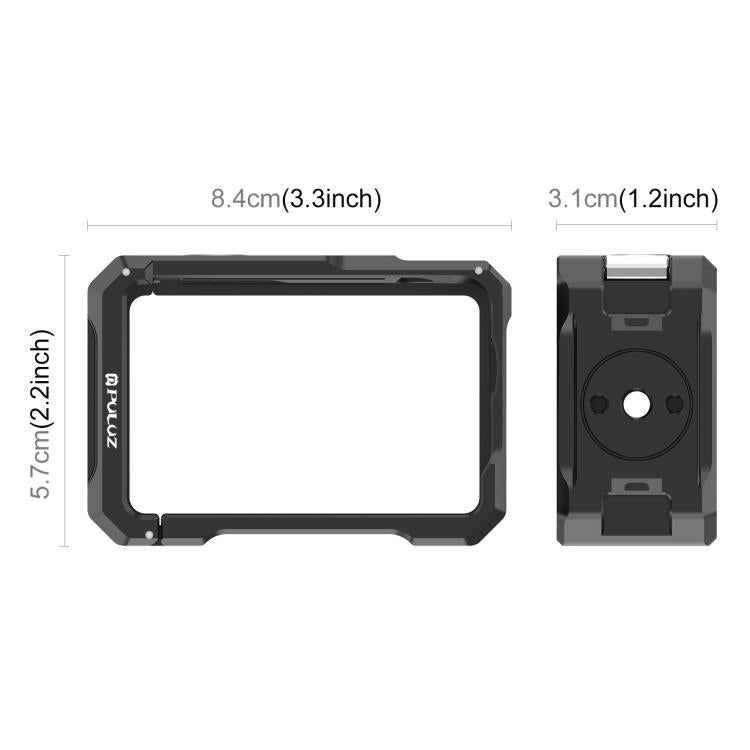 For DJI Osmo Action 6 PULUZ Metal Cage Frame with Cold Shoe  - Black
