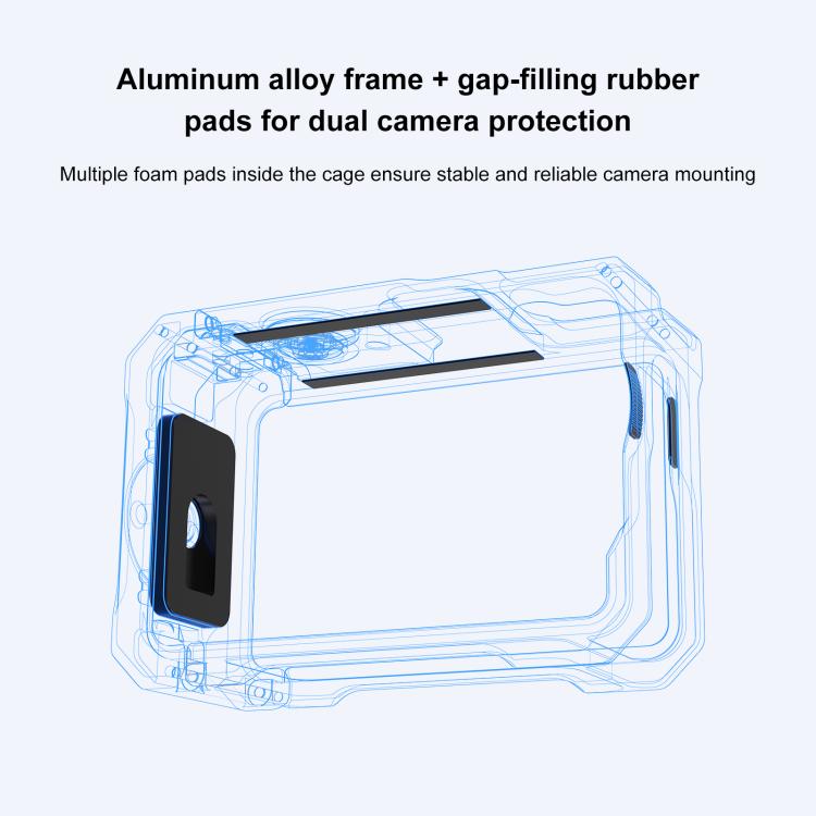 For DJI Osmo Action 6 PULUZ Metal Cage Frame with Cold Shoe  - Black