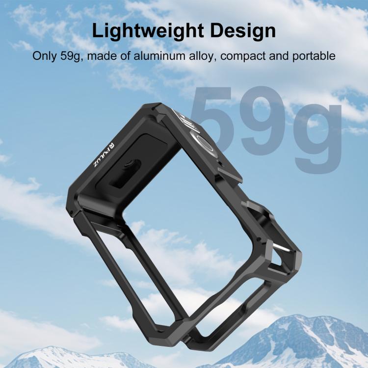 For DJI Osmo Action 6 PULUZ Metal Cage Frame with Cold Shoe  - Black