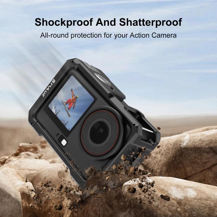 For DJI Osmo Action 6 PULUZ Metal Cage Frame with Cold Shoe  - Black