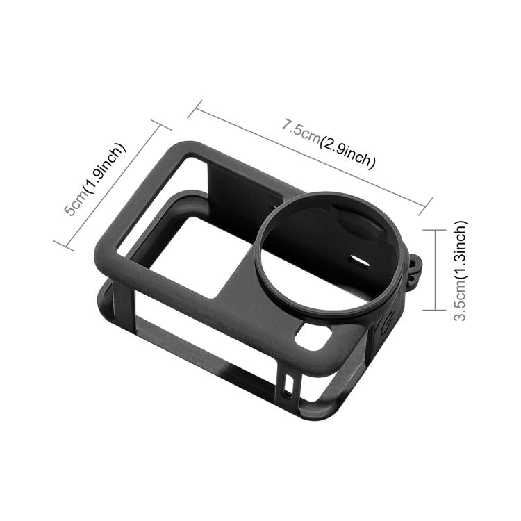 For DJI Osmo Action 6 PULUZ Silicone Protective Cover with Wrist Strap & Lens Cap  - Black