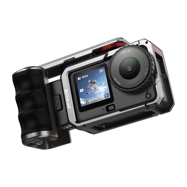 For DJI Osmo Action 6 PULUZ Metal Camera Cage Expansion Adapter with Handle Grip  - Titanium