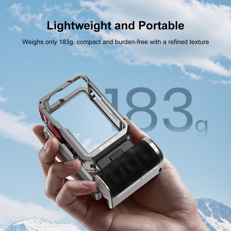 For DJI Osmo Action 6 PULUZ Metal Camera Cage Expansion Adapter with Handle Grip  - Titanium