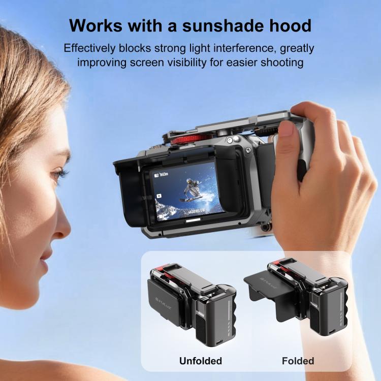 For DJI Osmo Action 6 PULUZ Metal Camera Cage Expansion Adapter with Handle Grip  - Titanium