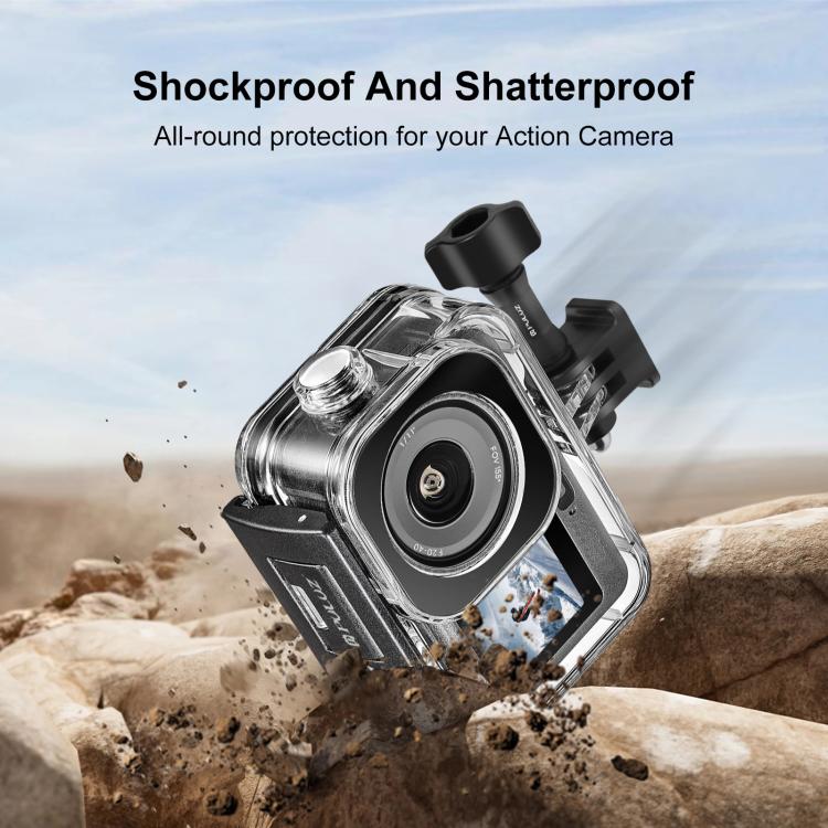 For DJI Osmo Action 6 PULUZ 60m / 196ft Underwater Waterproof Diving Shell with Invisible Adapter & Long Screw  - Transparent