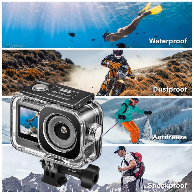 For DJI Osmo Action 6 PULUZ 60m / 196ft Underwater Waterproof Diving Shell with Invisible Adapter & Long Screw  - Transparent