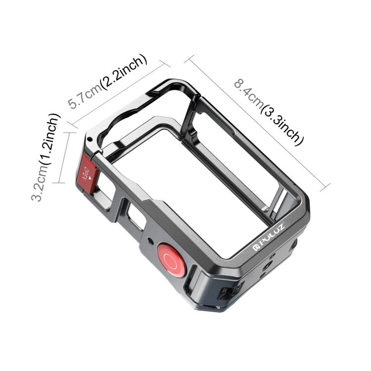For DJI Osmo Action 6 PULUZ Metal Dual-Opening Camera Cage Expandable Frame with Silicone Lens Cap  - Titanium