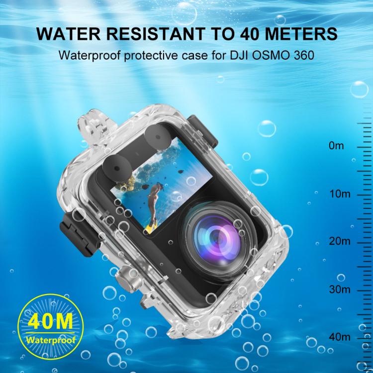 For DJI Osmo 360 PULUZ 40m Depth Waterproof Camera Case Diving Housing Underwater Cover  - Transparent