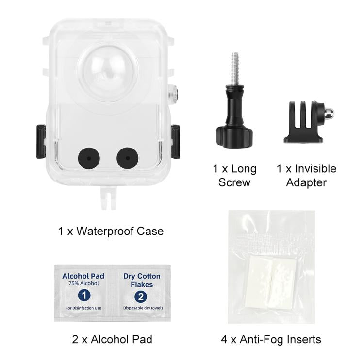 For DJI Osmo 360 PULUZ 40m Depth Waterproof Camera Case Diving Housing Underwater Cover  - Transparent