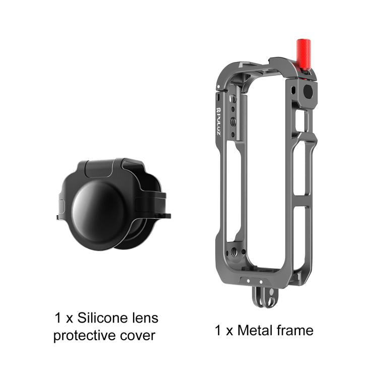 For Insta360 X4 Air PULUZ Metal Protective Cage Expansion Frame with Cold Shoe Bases & Lens Cover  - Grey
