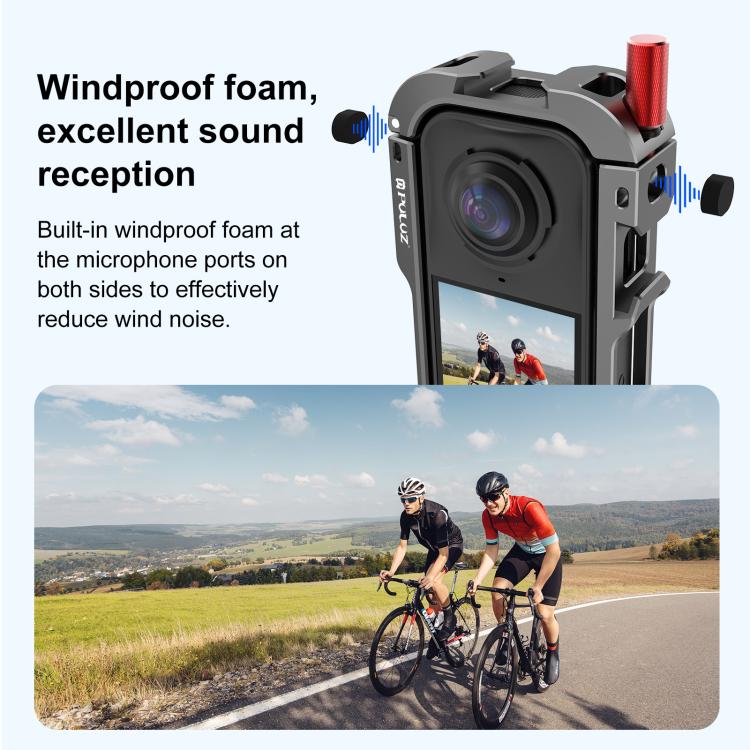 For Insta360 X4 Air PULUZ Metal Protective Cage Expansion Frame with Cold Shoe Bases & Lens Cover  - Grey