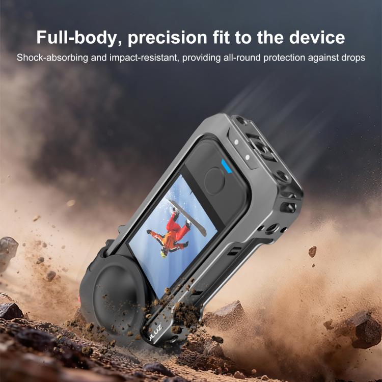For Insta360 X4 Air PULUZ Metal Protective Cage Expansion Frame with Cold Shoe Bases & Lens Cover  - Grey