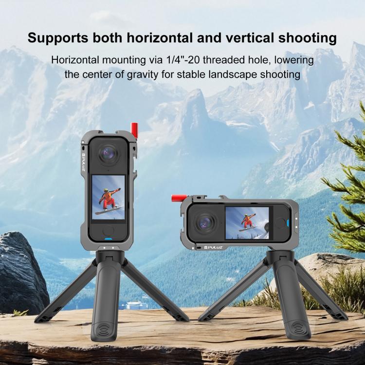 For Insta360 X4 Air PULUZ Metal Protective Cage Expansion Frame with Cold Shoe Bases & Lens Cover  - Grey