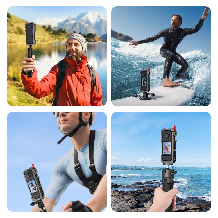 For Insta360 X4 Air PULUZ Metal Protective Cage Expansion Frame with Cold Shoe Bases & Lens Cover  - Grey