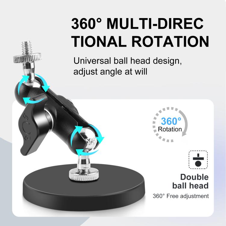 PULUZ Magnetic Pea-Style Clip Mount Holder with Mount Adapter & Long Screw  - Black