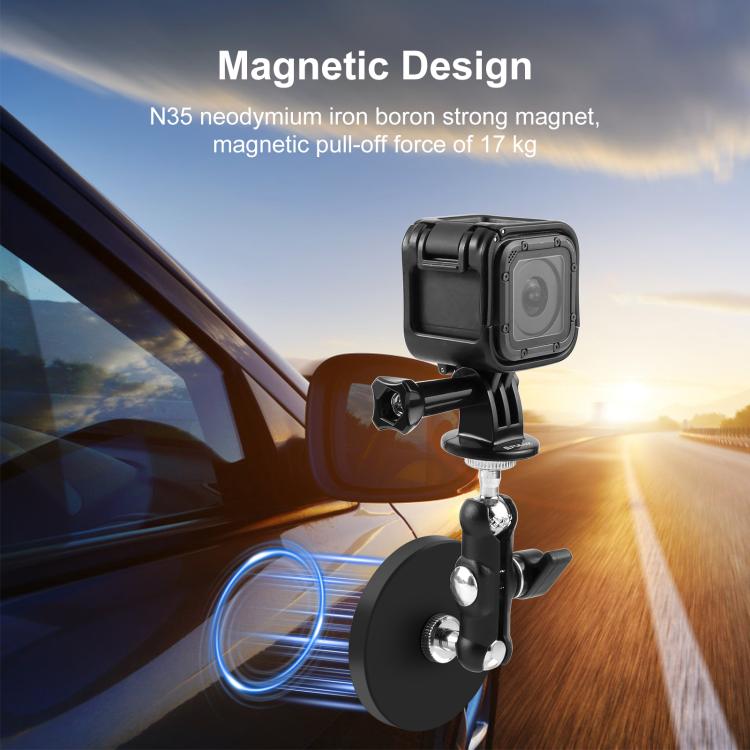 PULUZ Magnetic Pea-Style Clip Mount Holder with Mount Adapter & Long Screw  - Black