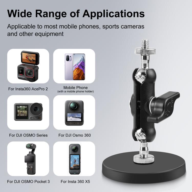 PULUZ Magnetic Pea-Style Clip Mount Holder with Mount Adapter & Long Screw  - Black