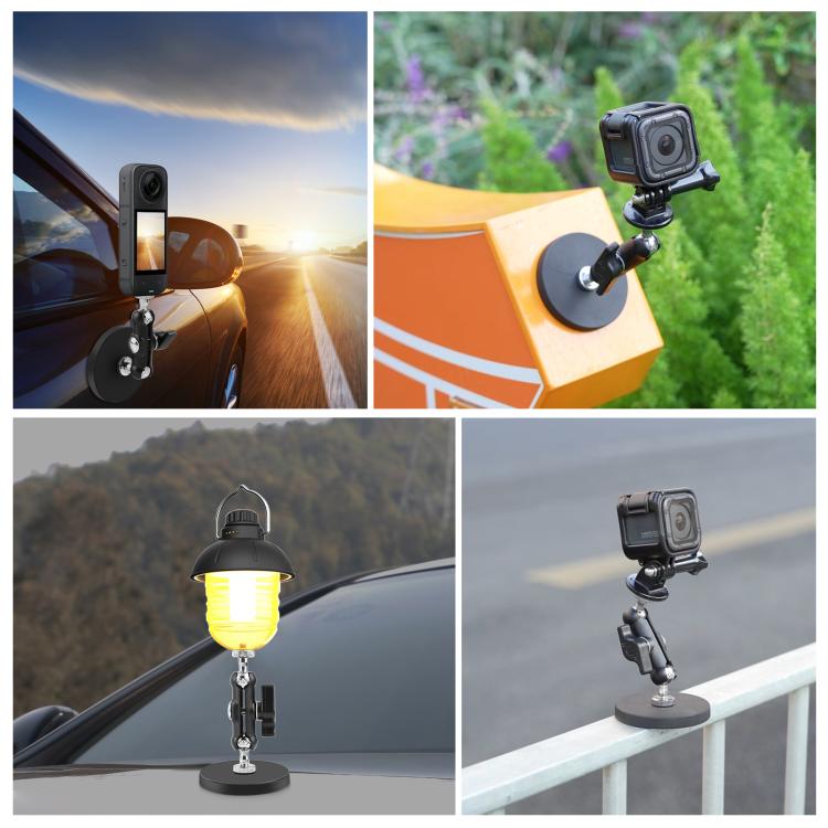PULUZ Magnetic Pea-Style Clip Mount Holder with Mount Adapter & Long Screw  - Black