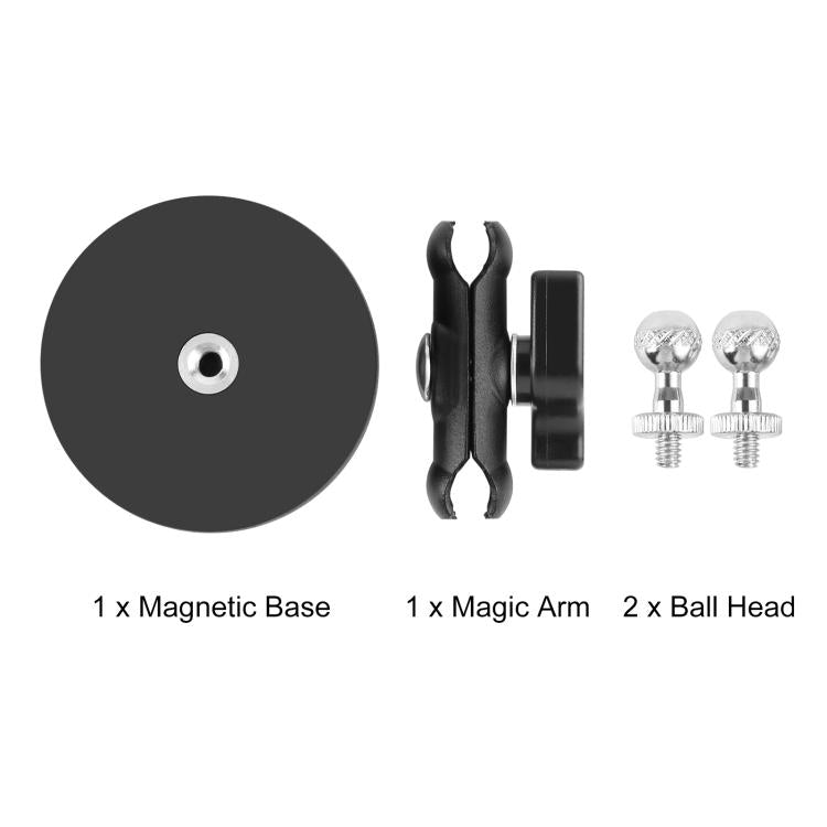 PULUZ Magnetic Pea-Style Clip Mount Holder with Mount Adapter & Long Screw  - Black
