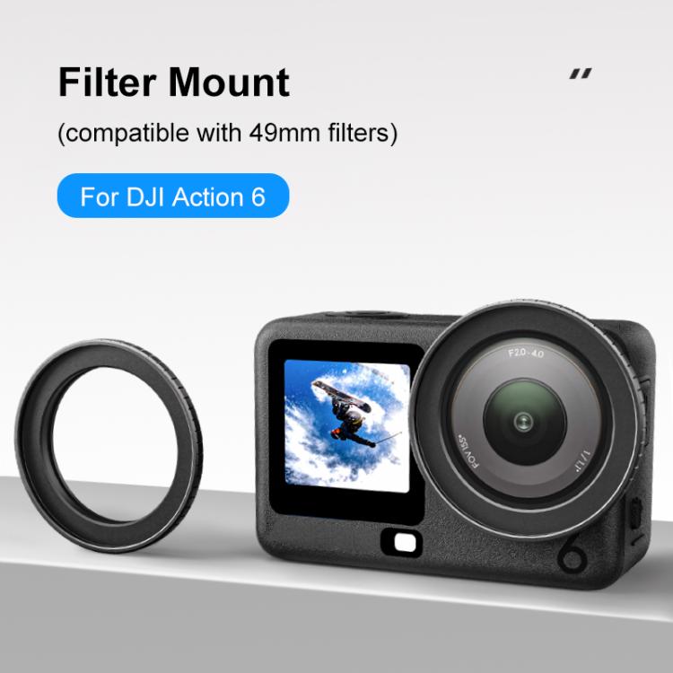 For DJI Osmo Action 6 PULUZ Filter Holder Metal Protective Filter Frame  - Black