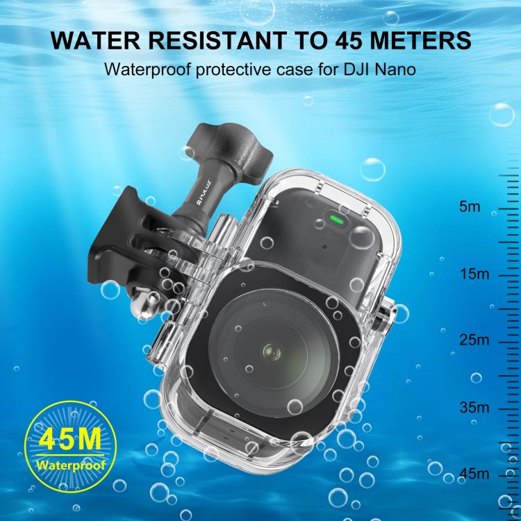For DJI Osmo Nano PULUZ 45m Depth Waterproof Main Body Camera Case Diving Housing Underwater Cover  - Transparent