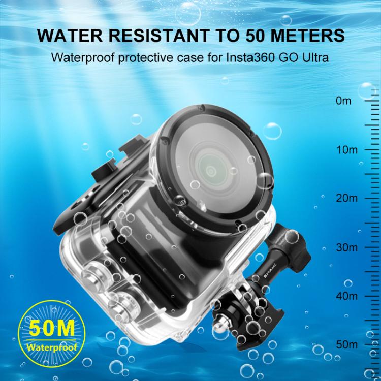 For Insta360 GO Ultra PULUZ 50m Waterproof Case Camera Dive Housing Cover  - Transparent