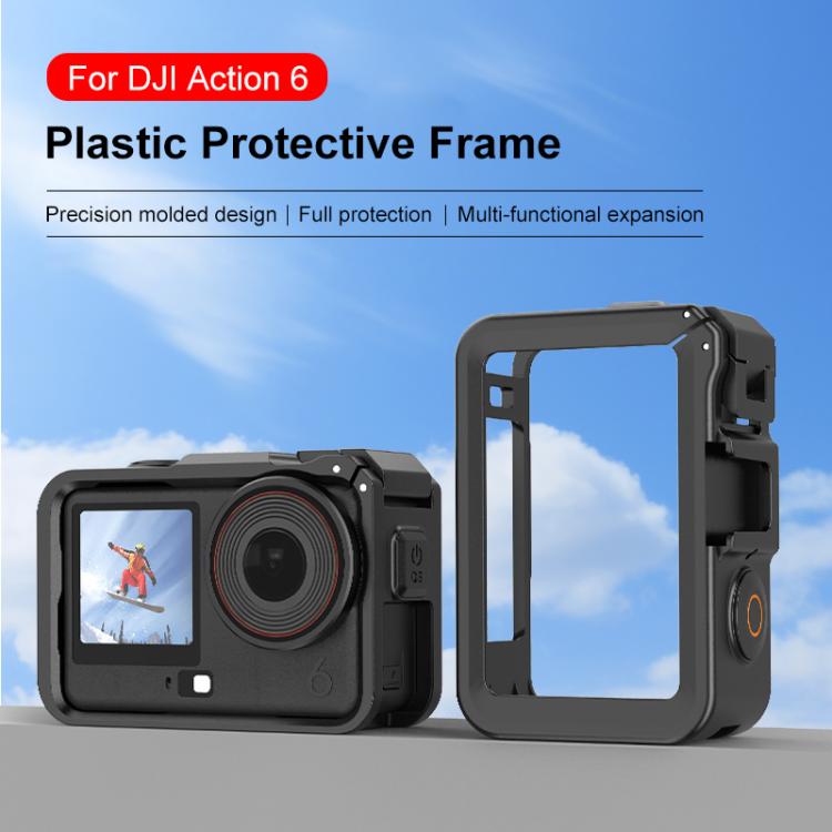 For DJI Osmo Action 6 PULUZ Plastic Cage Vertical-Horizontal Expansion Adapter Frame with Cold Shoe  - Black