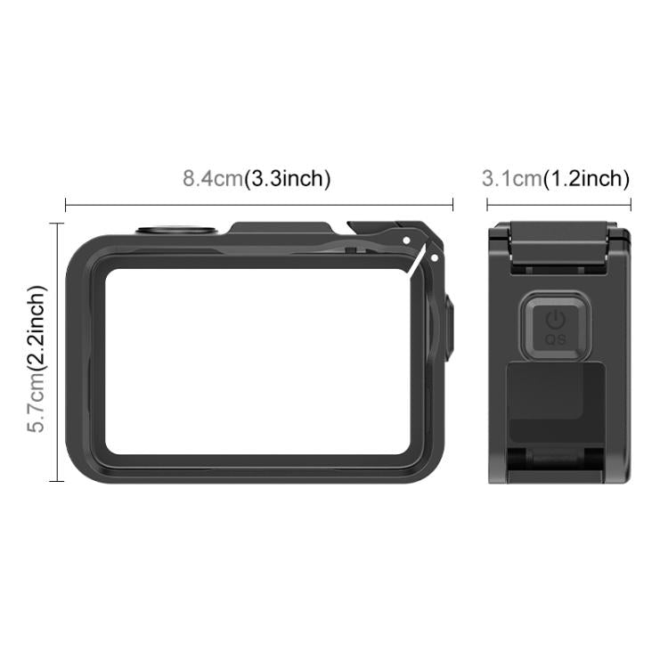 For DJI Osmo Action 6 PULUZ Plastic Cage Vertical-Horizontal Expansion Adapter Frame with Cold Shoe  - Black