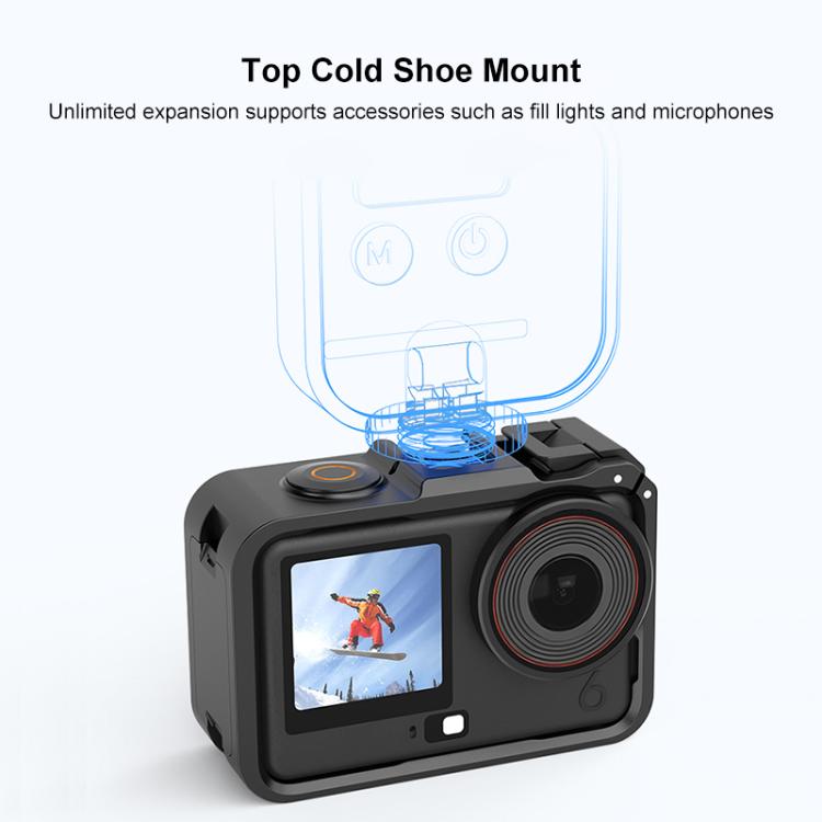 For DJI Osmo Action 6 PULUZ Plastic Cage Vertical-Horizontal Expansion Adapter Frame with Cold Shoe  - Black
