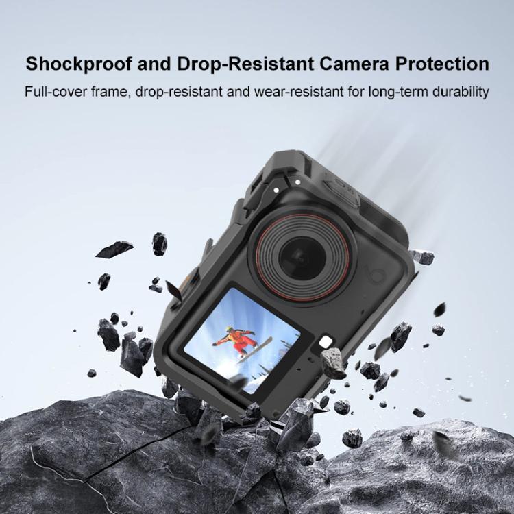 For DJI Osmo Action 6 PULUZ Plastic Cage Vertical-Horizontal Expansion Adapter Frame with Cold Shoe  - Black