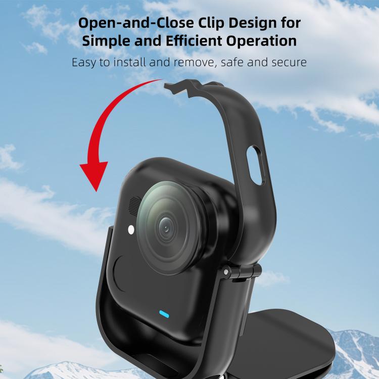 For Insta360 GO Ultra PULUZ Baseball Hat Clip Camera POV Vlog Mount  - Black
