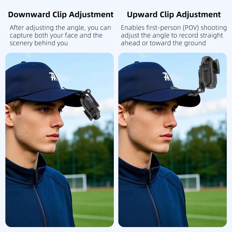 For Insta360 GO Ultra PULUZ Baseball Hat Clip Camera POV Vlog Mount  - Black