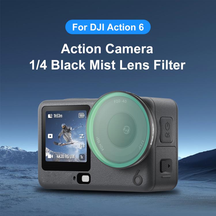For DJI Osmo Action 6 PULUZ Action Camera Black Mist 1/4 Lens Filter