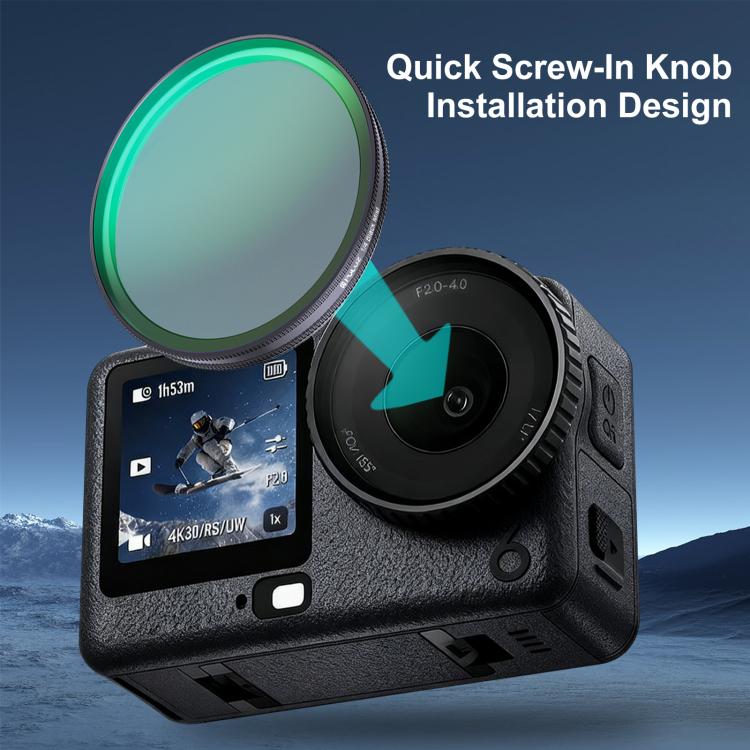 For DJI Osmo Action 6 PULUZ Action Camera Black Mist 1/4 Lens Filter