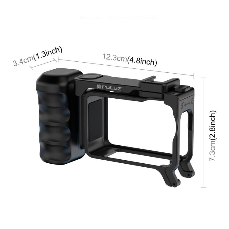For DJI Osmo Action 6 PULUZ Street Photography Handle ABS Plastic Hand Grip with Cold Shoe  - Black
