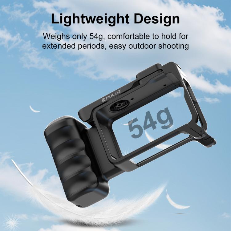 For DJI Osmo Action 6 PULUZ Street Photography Handle ABS Plastic Hand Grip with Cold Shoe  - Black