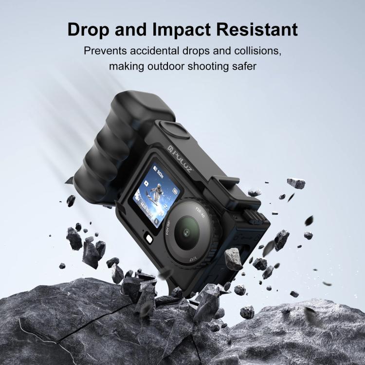 For DJI Osmo Action 6 PULUZ Street Photography Handle ABS Plastic Hand Grip with Cold Shoe  - Black