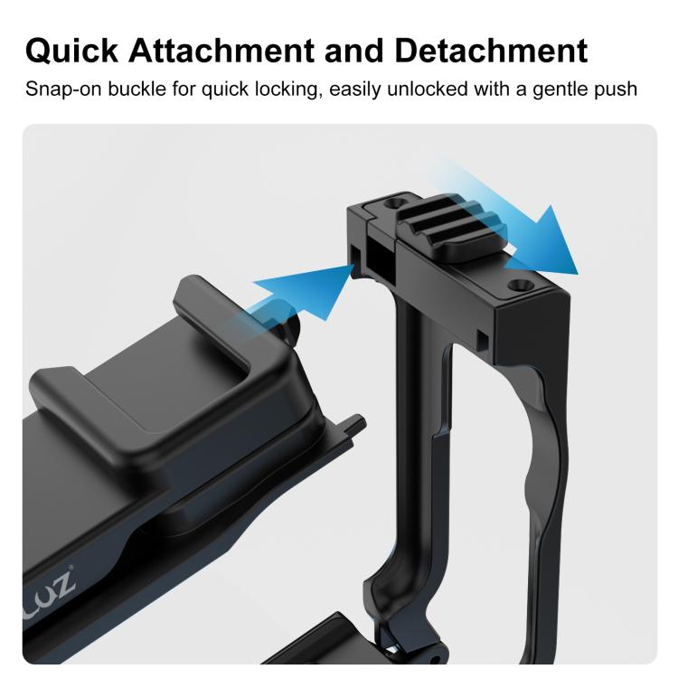 For DJI Osmo Action 6 PULUZ Street Photography Handle ABS Plastic Hand Grip with Cold Shoe  - Black