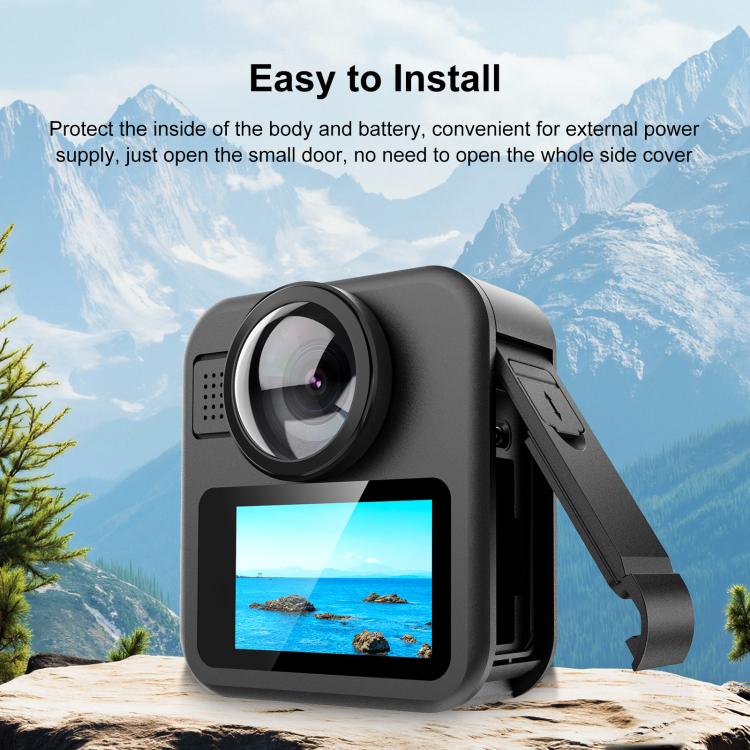 For GoPro MAX2 PULUZ ABS Battery Side Interface Cover  - Black