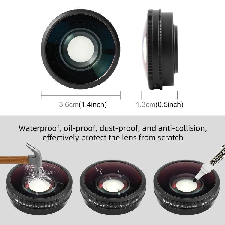 For DJI Osmo Action 6 PULUZ FOV Boost Lens 185 Degree Wide Angle Lens