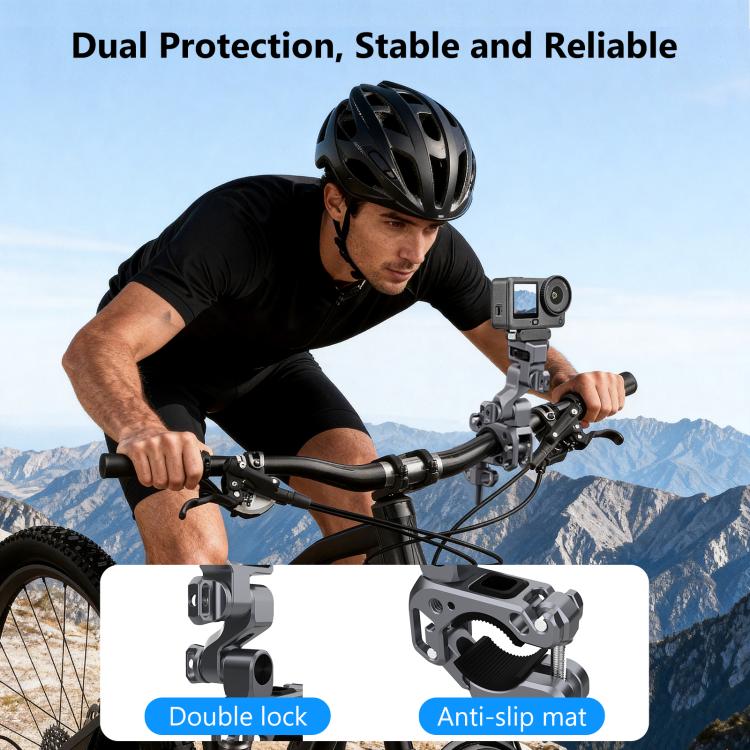 PULUZ Panoramic & Action Cameras Professional 3-Way Gimbal Motorcycles Bicycles Handlebar Aluminium Alloy Mount  - Grey
