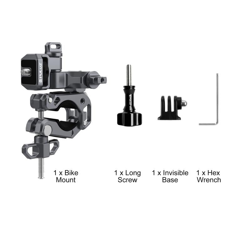 PULUZ Panoramic & Action Cameras Professional 3-Way Gimbal Motorcycles Bicycles Handlebar Aluminium Alloy Mount  - Grey