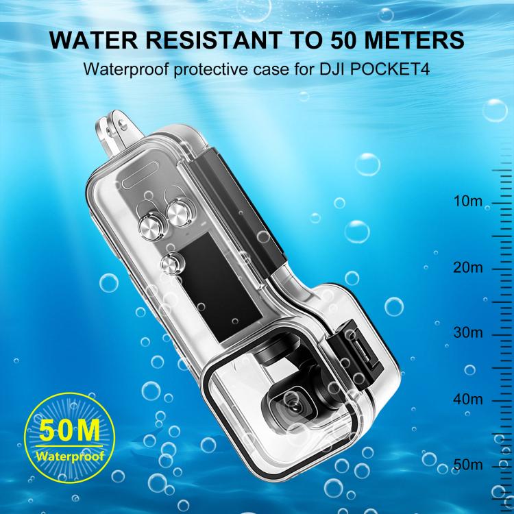 For DJI Osmo Pocket 4 Gimbal Camera 50m Diving Waterproof Case  - Transparent