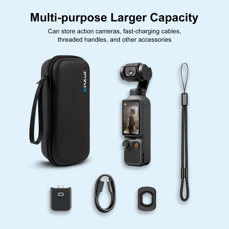 For DJI Osmo Pocket 4 PULUZ Mini Body Bag Portable PU Storage Bag  - Black