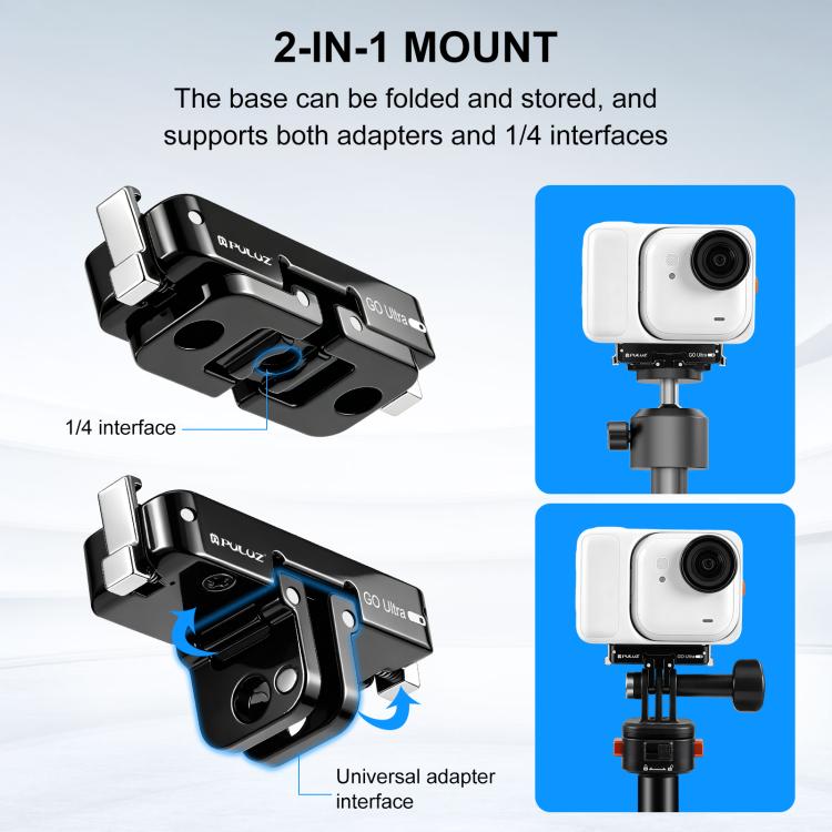 For Insta360 GO Ultra PULUZ Magnetic Metal Quick Release Base Mount  - Black